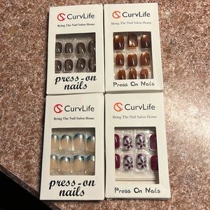 Set of 4 Curve Life press on nails